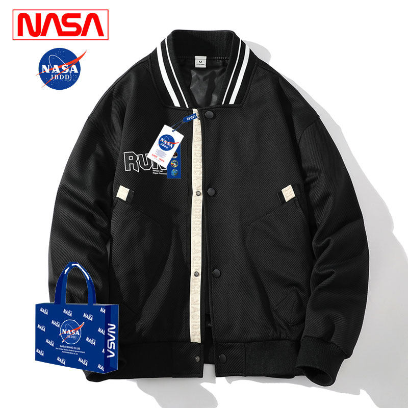 nasa旗舰店联名潮牌棒球领外套男青年日系休闲情侣夹克男装上衣