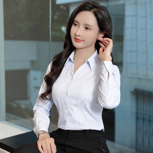 秋冬女士长袖 短袖 衬衫 职业装 衬衣 商务通勤蓝条纹银行工装 2026新款