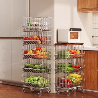 多层落地可移动水果蔬菜收纳架