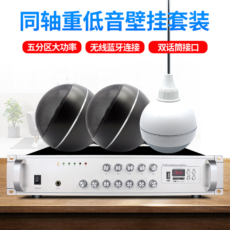 今世盾同轴吸顶式吊球音响悬挂式天花吊顶喇叭明装音箱蓝牙功放套装餐饮店铺专用火锅店奶茶店超市背景音乐