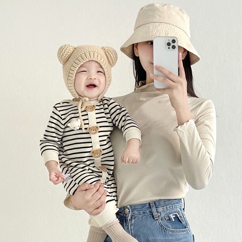 婴儿毛线帽保暖可爱男女孩护耳帽