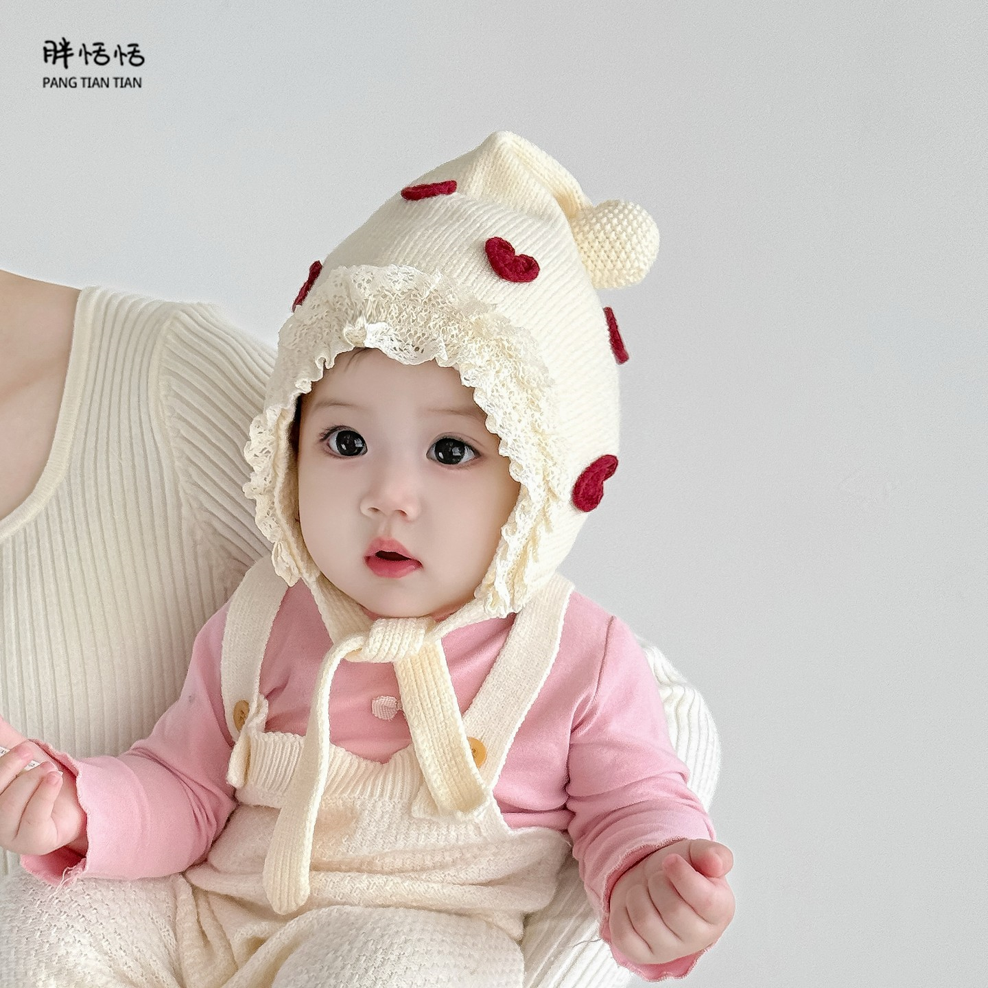 秋冬季女宝宝护耳爱心精灵毛线帽