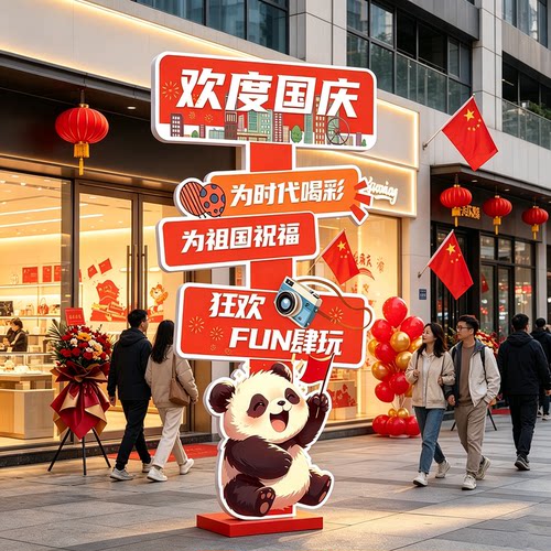 国庆节氛围布置kt板装饰店铺装饰