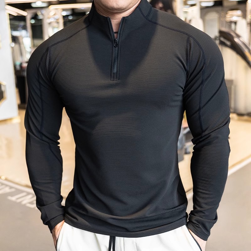 长袖高弹透气男修身健身T恤