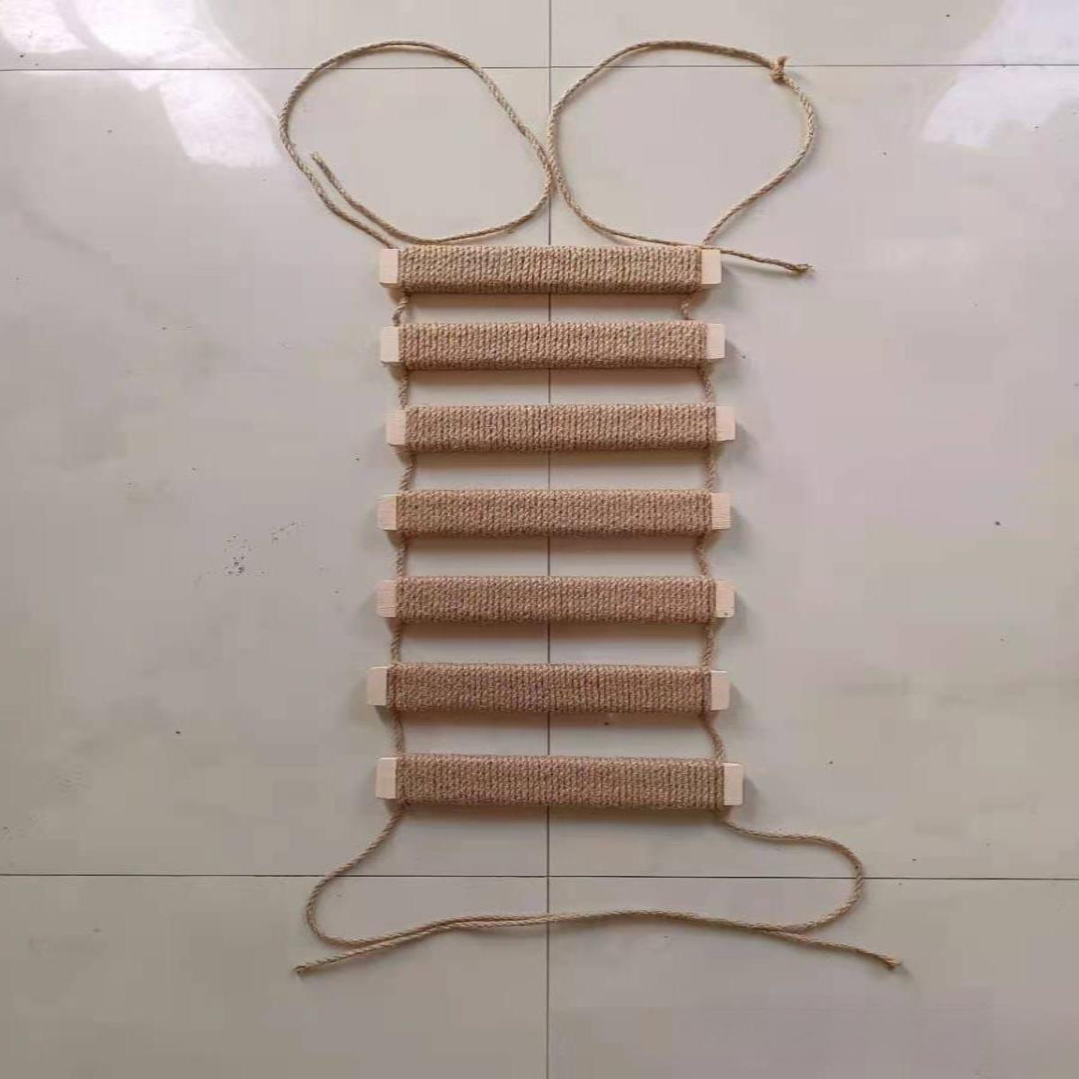 实木猫软绳梯爬架自制配件梯子