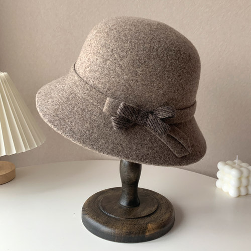 羊毛帽子女冬季妈妈保暖渔夫帽