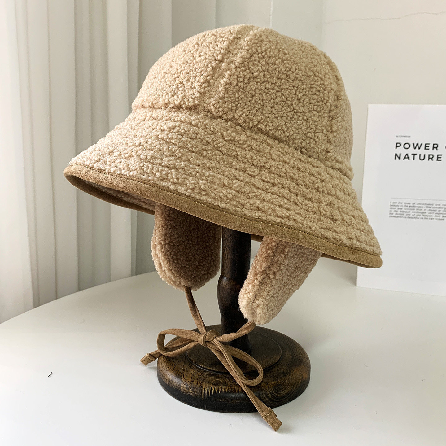 日系羊羔毛绒渔夫帽子女秋冬可拆卸护耳保暖水桶帽大头显脸小盆帽,服饰配件/皮带/帽子/围巾,帽子,淘宝优惠券,粉丝福利购,淘宝优惠卷