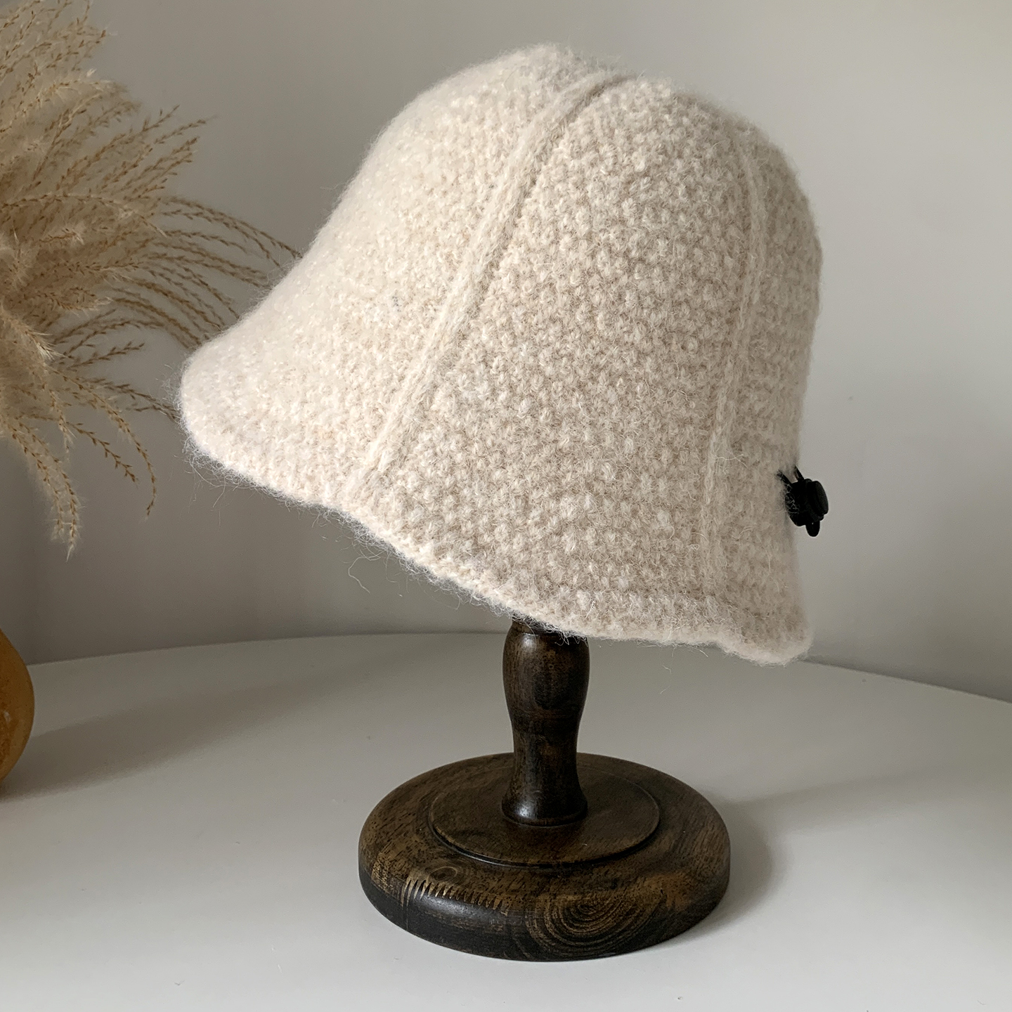 针织渔夫帽女秋冬保暖毛线帽