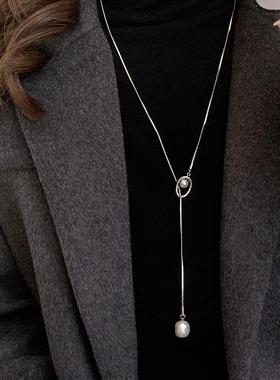 小众高级感珍珠抽拉式长款项链