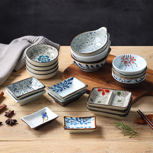 日式手绘小碟子家用陶瓷调味碟酱油醋碟小菜碟蘸料碟小吃碟商用