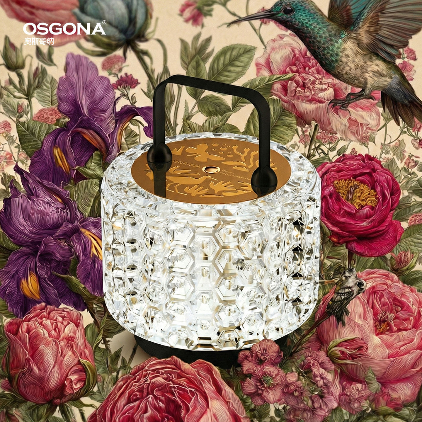 奥斯哥纳水晶钻感轻奢充电装饰台灯床头氛围灯乔迁送女生礼物莫奈