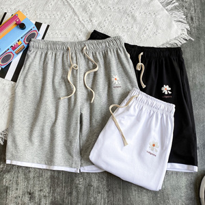 LK32059-P30小雏菊假两件运动短裤男大码五分裤男沙滩裤男港风