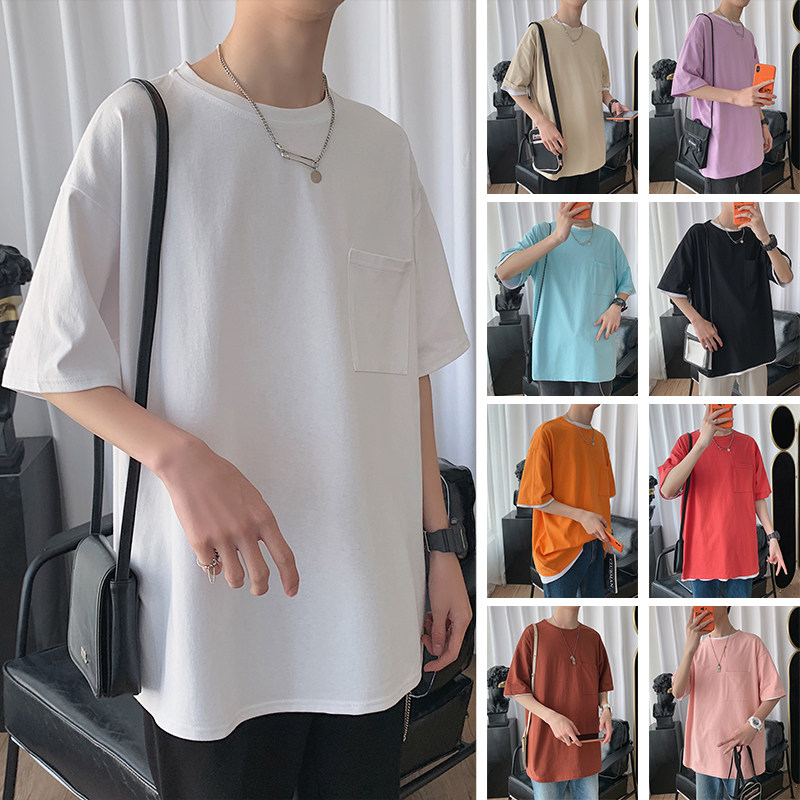 DX24099-P25大口袋百搭短袖t恤男大码半袖体恤上衣服图片