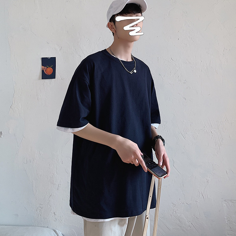 DX17099-P20纯色纯棉短袖t恤男短袖男大码宽松半袖男,男装T恤,电商A040