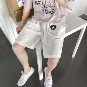 YD33008-P25 港风潮牌亚麻短裤男大码棉麻五分裤男中裤沙滩裤图片