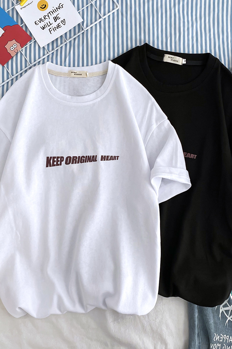 DX17071-P25纯棉宽松短袖t恤男大码五分袖男半袖男港风,男装T恤,电商A040