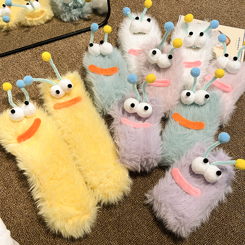 搞怪大眼中筒袜ins潮点子纱纯棉