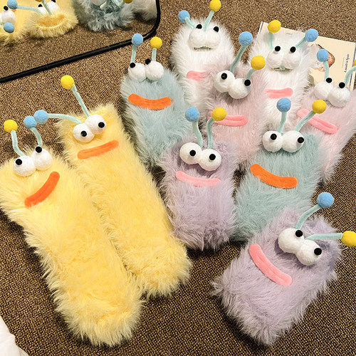 搞怪大眼中筒袜ins潮点子纱纯棉