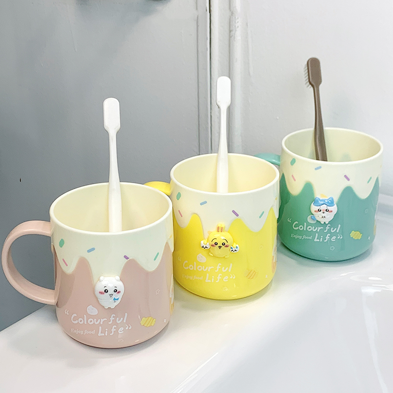 伊吉小八可爱卡通洗漱杯冰激凌奶油家用漱口杯学生情侣高颜值牙杯