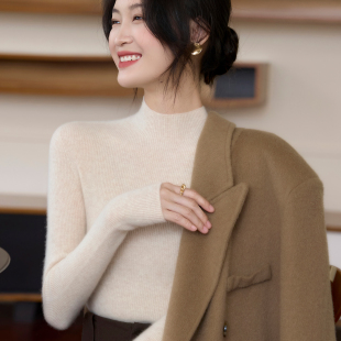 显瘦针织打底衫 配大衣 一线成衣半高领毛衣女秋冬高级感内搭修身