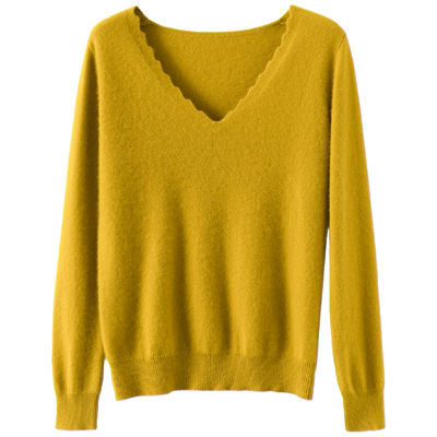 新款秋冬花边圆领毛衣女