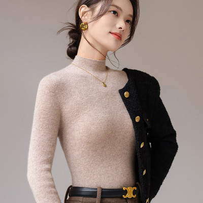 一线成衣！半高领毛衣女秋冬