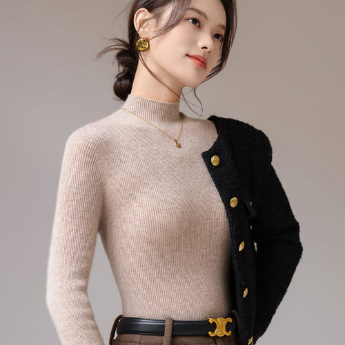 一线成衣！半高领毛衣女秋冬