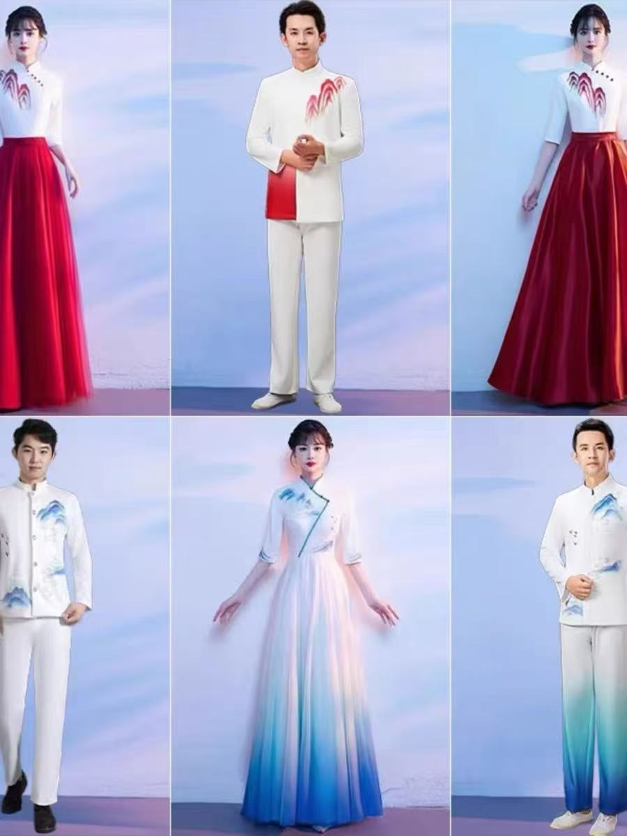 红歌合唱比赛大合唱团演出礼服图片
