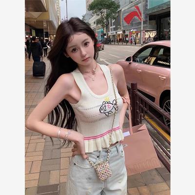小鱼刺绣针织背心吊带女