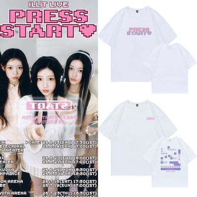 ILLIT LIVE PRESS START巡回演唱会同款宽松圆领衣服纯棉短袖T恤