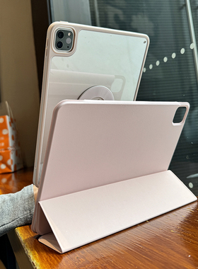 适用苹果2024ipadair6保护壳11寸720旋转亚克力7透明pro磁吸8拆分10代10.9无笔槽九5防弯套2021平板10.2软壳3