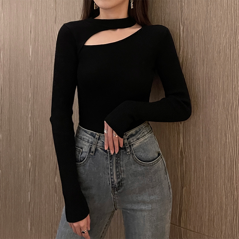 黑色镂空打底衫女秋冬设计感小众毛衣内搭锁骨挂脖针织衫心机上衣,个性定制/设计服务/DIY,棉服工装,淘宝优惠券,粉丝福利购,淘宝优惠卷