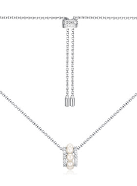 apm Monaco银色小蛮腰珍珠项链925纯银锁骨链AC5177XPL新年礼物