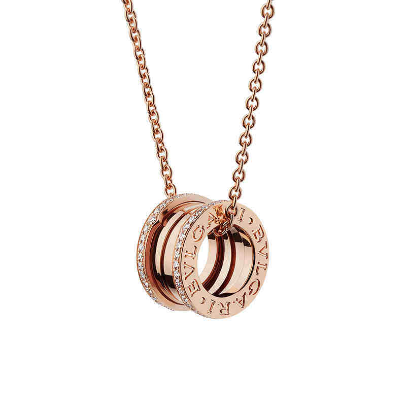 Bvlgari/宝格丽18K玫瑰金镶钻石项链经典婚戒B.Zero1系列CL857025