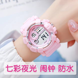 手表女学生简约闹钟计时防水运动韩版ins风儿童电子表潮流初高中