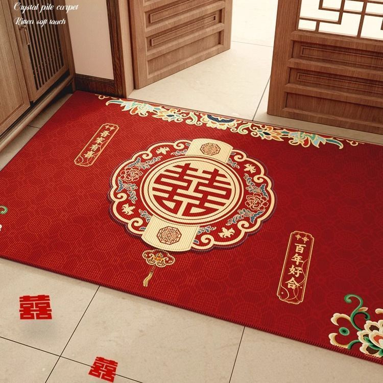 红色喜庆入户门地垫结婚进门脚垫门口室内红地毯新中式高级感门垫
