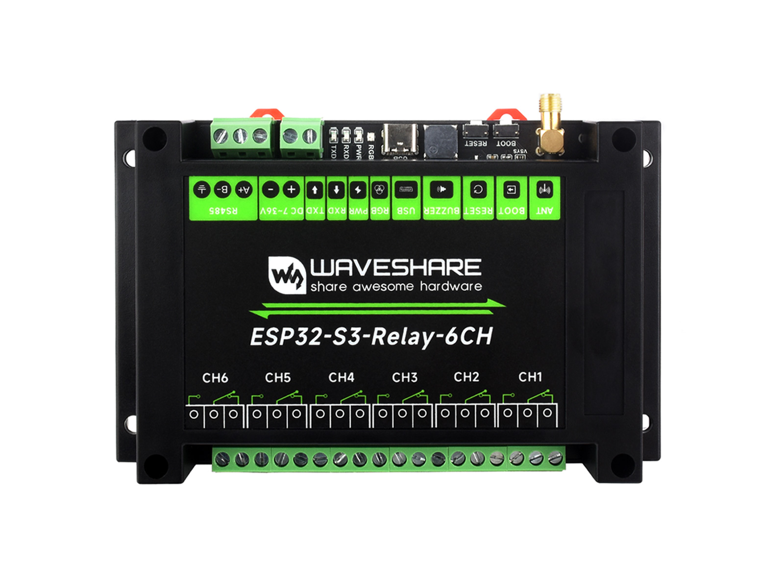 微雪ESP32-S3工控板 工业级6路WiFi网络继电器模块适用于AIoT领域