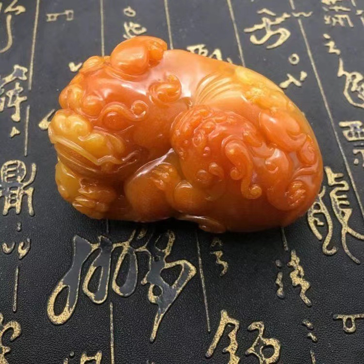 防寿山石把件子母貔貅手把件黄龙玉山水牌、如意貔貅手把件男女