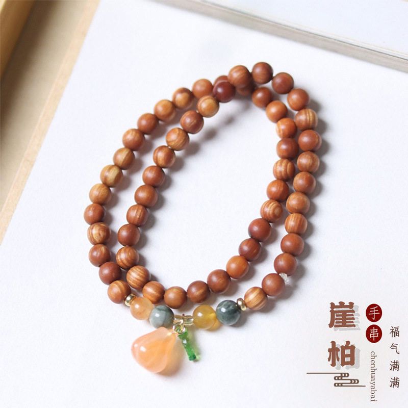 搭配高油款DIY崖柏手串珠南瓜吊