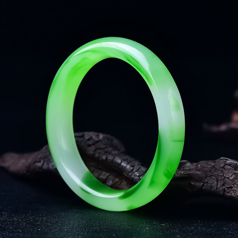 A2直销玻璃翡翠透明飘花手镯