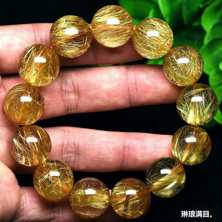 巴西黄发晶招财发晶手串女夏情侣