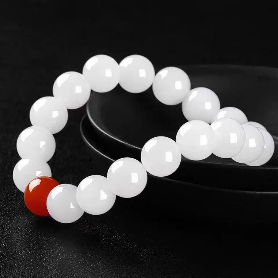 羊脂级白玉玉手链手串男款女款文玩真玉天然正品新疆和田籽料