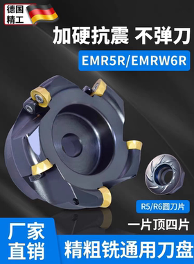 EMR-5R抗震50-160黑色R5高精开粗加硬圆鼻RPMT1003飞刀盘面铣刀盘
