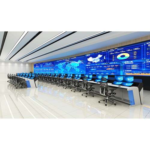 专业定制指挥中心控制台监控室操作台可视化工作调度桌弧形控制台