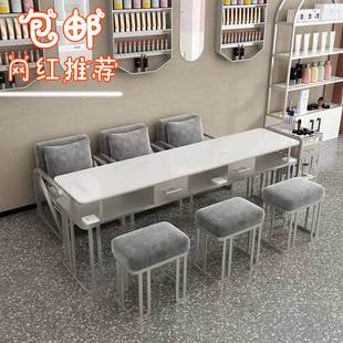 带插座单双人三人大功率吸尘器修甲台指甲桌 网红轻奢美甲桌椅套装