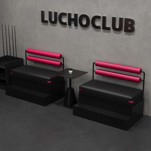 工业风台球厅沙发观球椅球房休息区桌椅组合桌球室不锈钢沙发椅