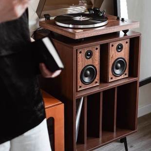 黑胶唱片机柜子唱片收纳柜唱机机柜木制黑胶展示架落地黑胶唱机柜