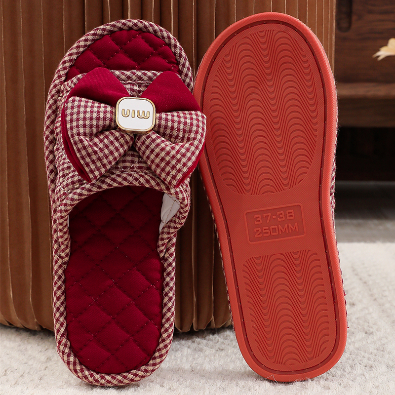 加厚牛筋底布底室内家居情侣拖鞋