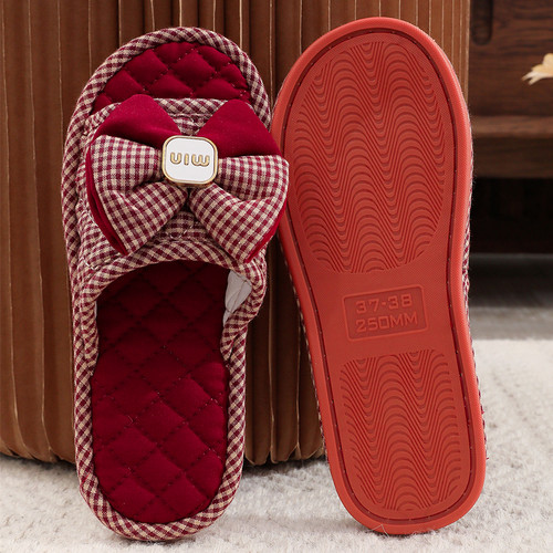 加厚牛筋底布底室内家居情侣拖鞋