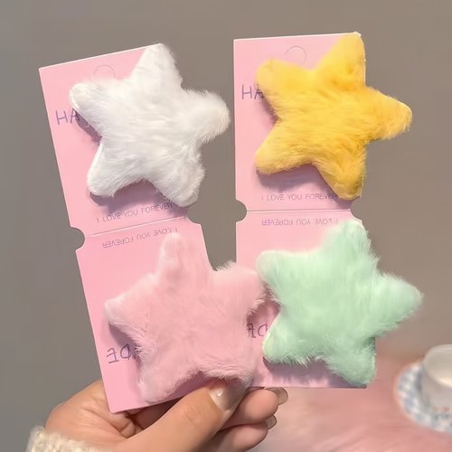 甜美日系毛绒五角星刘海BB夹